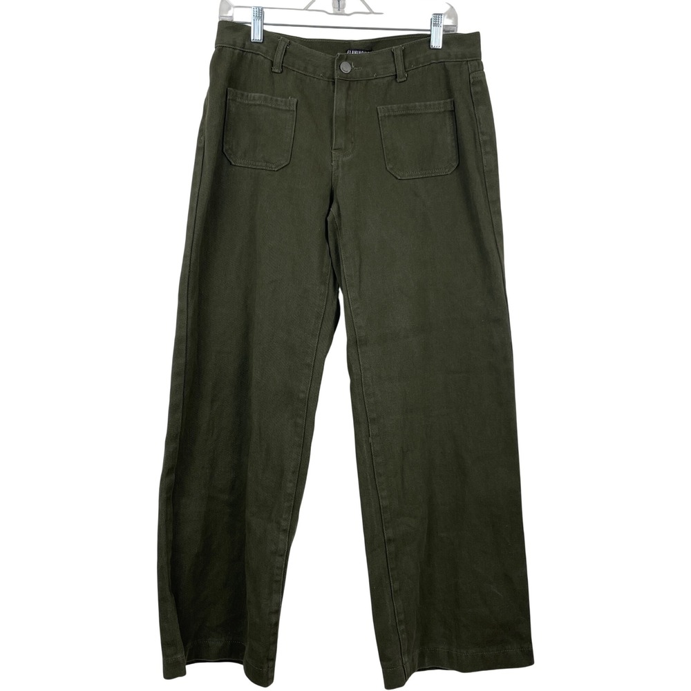 Wide Leg Utility Pants in Olive Green